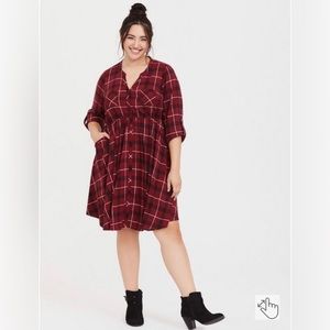 Torrid size 2 plaid button shirt dress with pockets